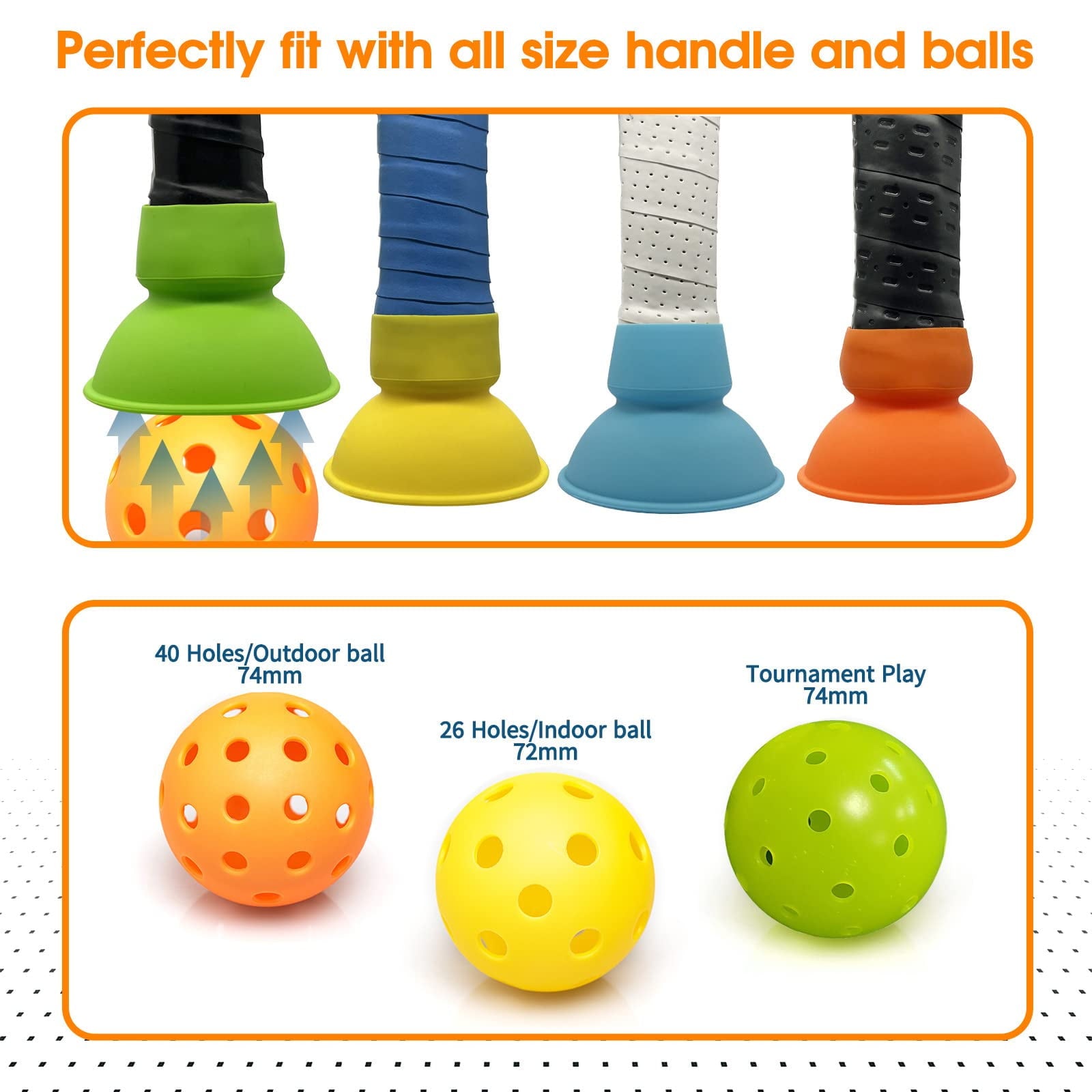 Silicone Pickleball Ball, Multicolor, 4.61" X 3.03" X 2.99", 4 Count